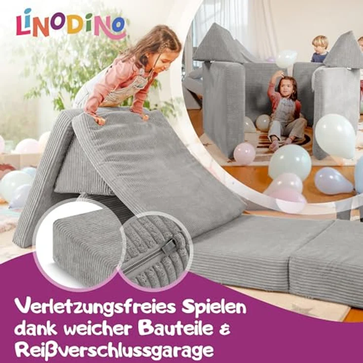 Linodino Kindersofa Spielsofa I aus Schaumstoff Bausteine I Spielcouch für Kinder, 3 Jahre Garantie – Bild 4