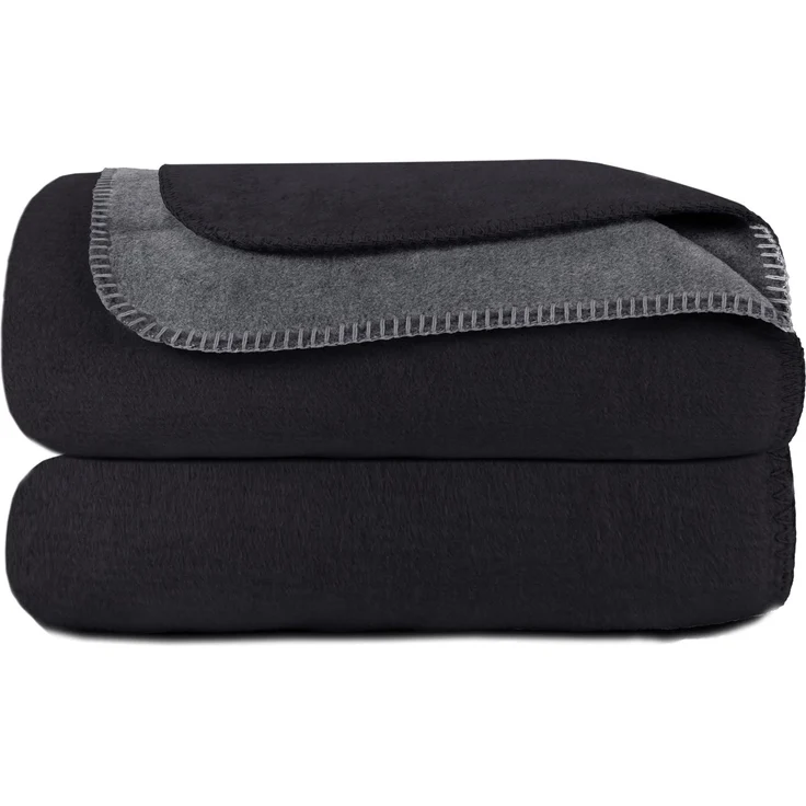 ZOLLNER Kuscheldecke in Wendeoptik, 150x200 cm, schwarz-grau – Bild 1