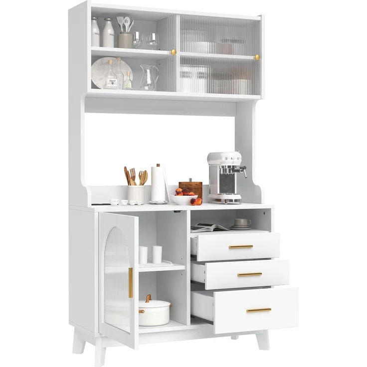 Buffetschrank 100,5 x 40 x 178 cm aus Particle Board mit Acrylglasfront und Steckdosen – Bild 6