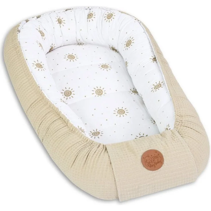Babynest Neugeborene Nestchen Baby 90x50 cm - Kokon Handmade zweiseitig aus Baumwolle Waffel mit Babynestchen Sonne – Bild 4