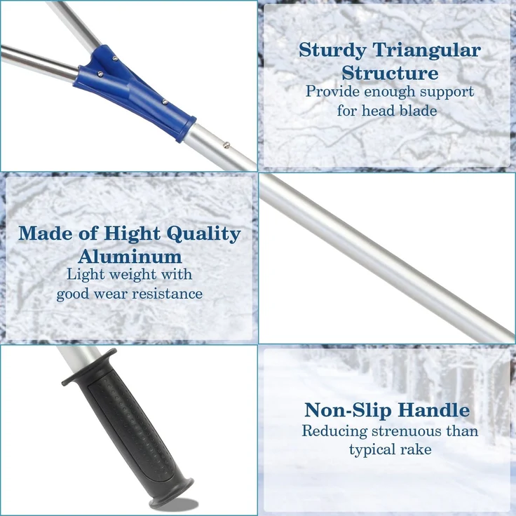 Todeco Schnee Rake Für Haus-Dach, Dach Rake Schneeräumer, Verstellbarer teleskopierbarer, Stiellänge 170-650cm, Oxford-Stoff 450 * 42cm, perfekt für den Schnee – Bild 7