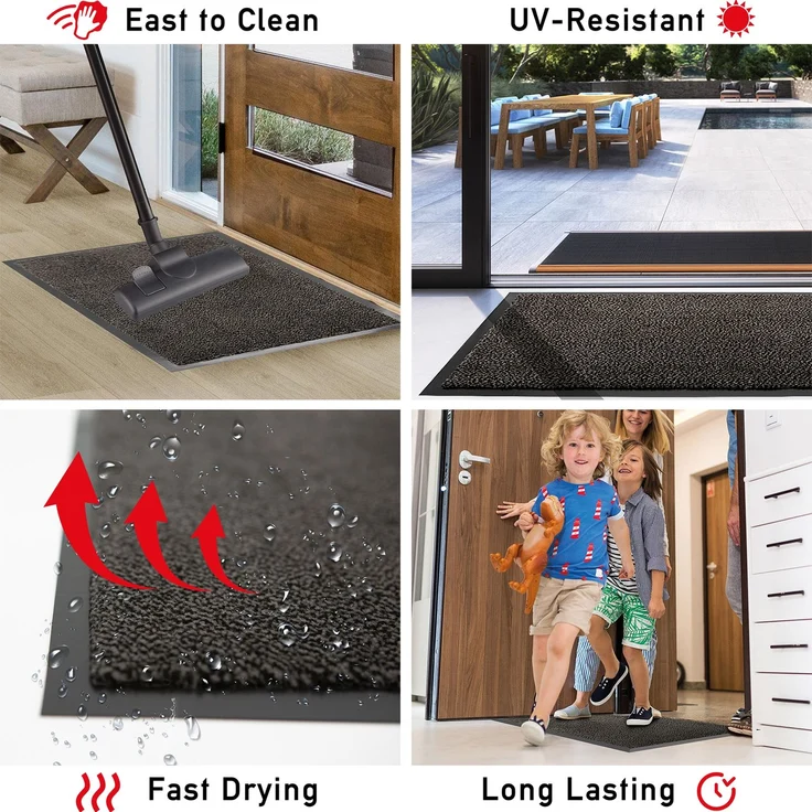 Schmutzfangmatte waschbare & leistungsstarke Fußmatte Sauberlaufmatte mit Rutschfester Rückseite Türmatte 40x60cm Beige-Schwarz – Bild 5