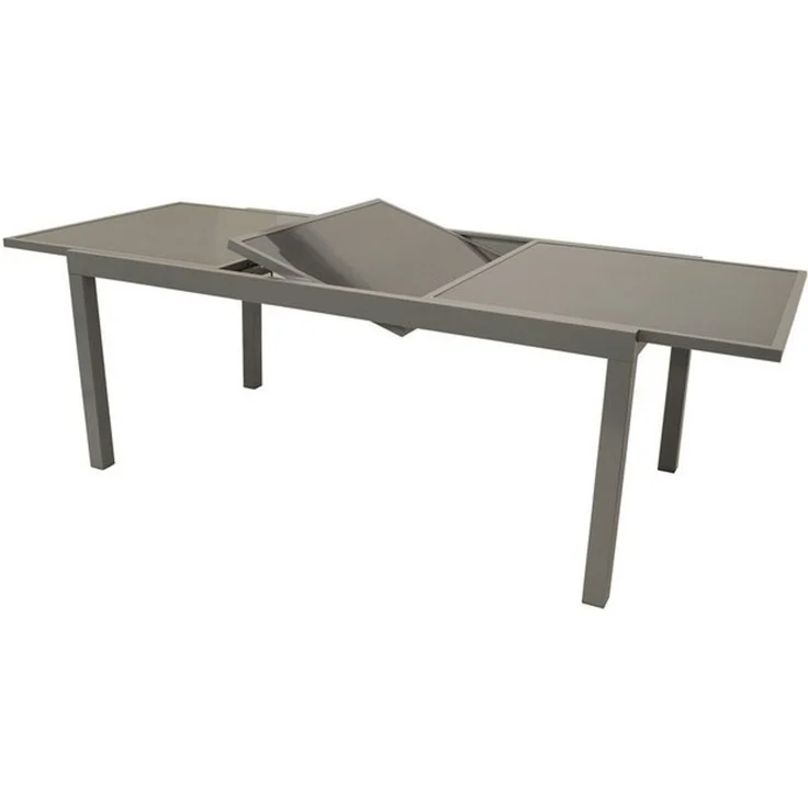 TPFGarden Gartentisch WALES (Ausziehtisch mit Alu-Gestell grau, Tischplatte mit Glas grau, Gartentisch - Ausziehbar von 140 auf 180cm - Höhe 74 cm), Esstisch - Terrassentisch - Maße (BxHxT): 90 x 74 x 140 - 200 cm – Bild 4