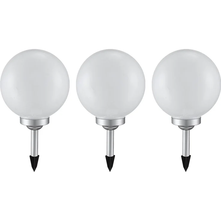3er Set LED Solarleuchte, Kugel weiß, DM 20 cm, H 62 cm – Bild 1