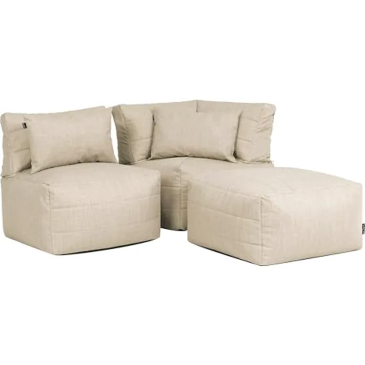 Icon Noa Modular Sofa für Erwachsene, Beige, Webstoff für Drinnen und Draußen, 3 Sitzer Ecksofa, Bequemer Sitzsack Sofa mit Füllung, Garten, Terrasse, Lounge, Wohnzimmer