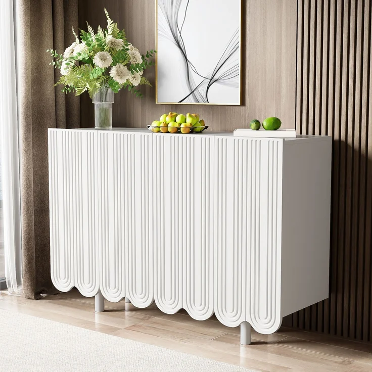 ZUBALIYA Sideboard 120x37,5x80,8 cm, aus MDF, Weiß – Bild 1