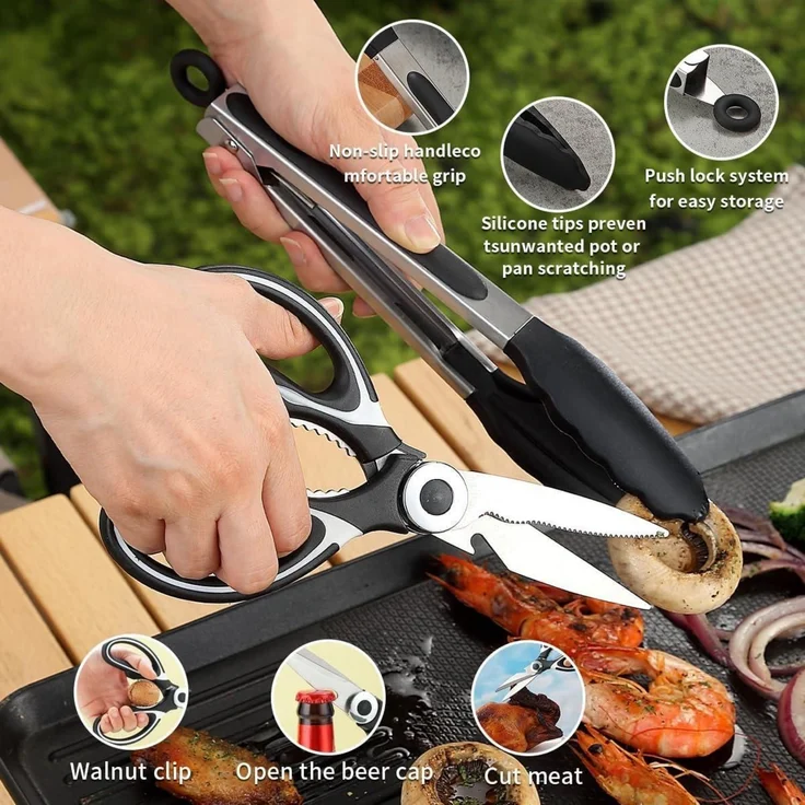Camping Kochgeschirr Set 15-teilig Edelstahl Backpacking Grillen Wanderungen – Bild 6