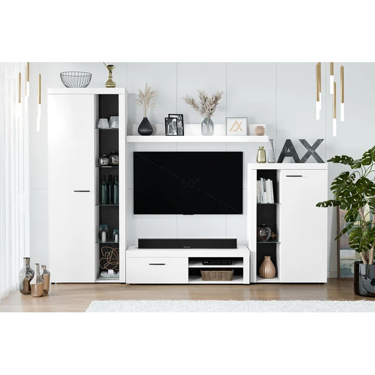 AX LIVING Spacoro Wohnwand weiß 270 cm breite, hochwertig, ohne LED – Bild 1