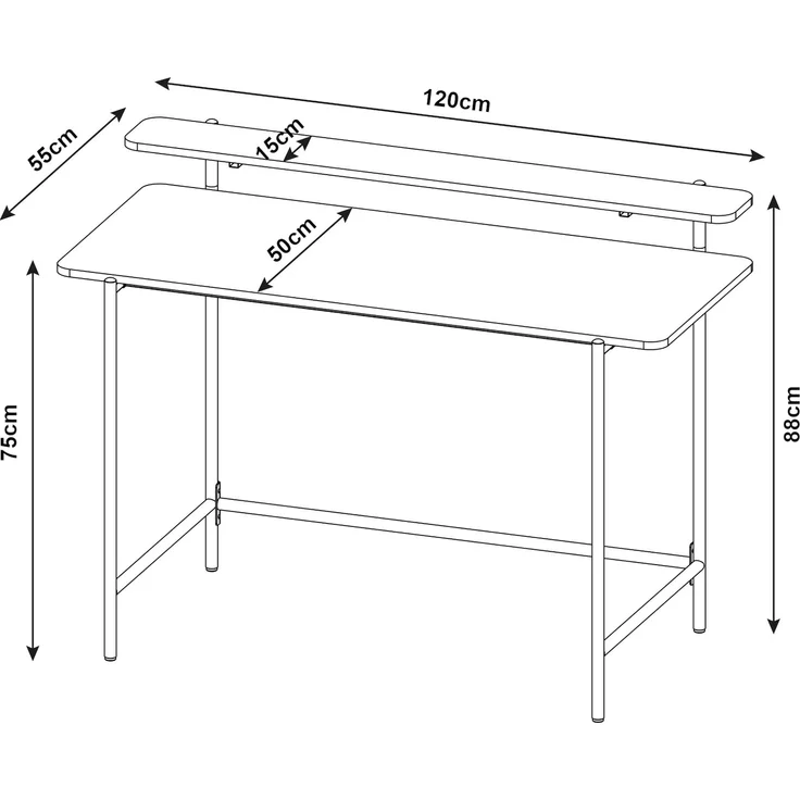 Schreibtisch Samnanger 120x55x88 cm Schwarz [en. casa] – Bild 4