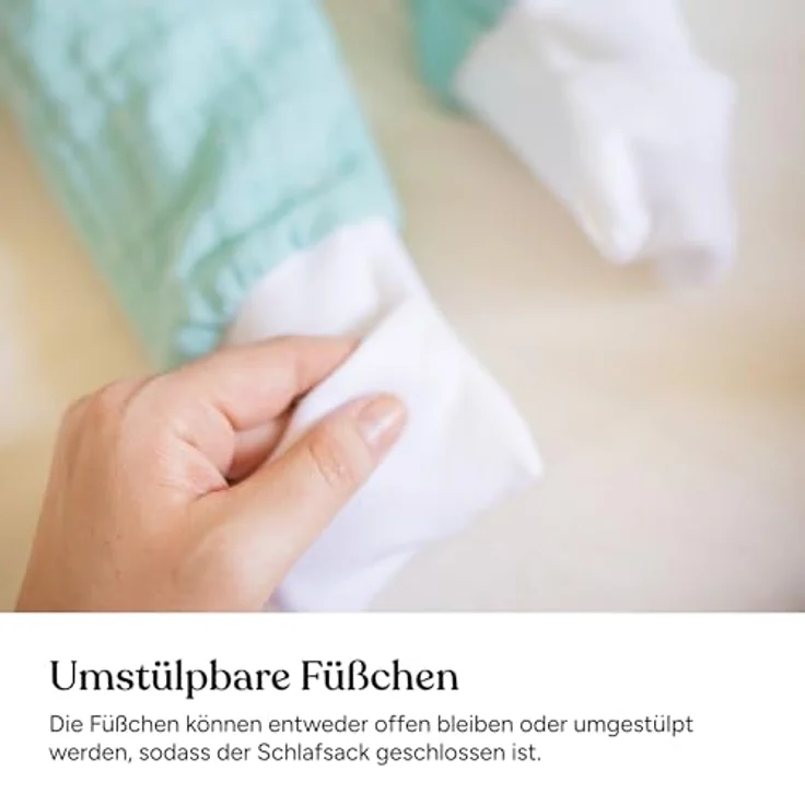 Ehrenkind® Baby Sommerschlafsack mit Füßen Musselin | aus weicher OEKO-TEX zertifizierter Bio-Baumwolle | Sommer Baby Schlafsack 1 TOG Gr. 80 Farbe Natur Regenbogen – Bild 8