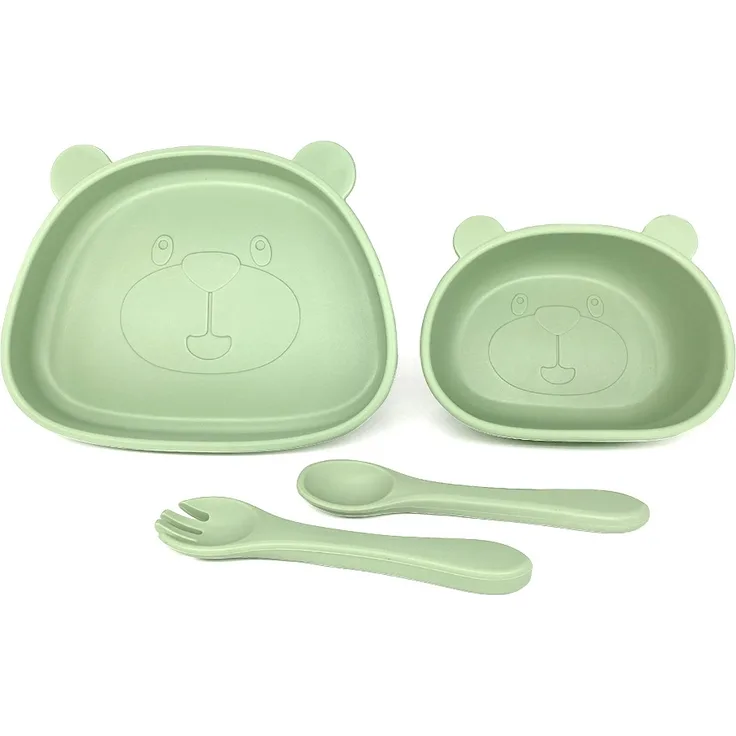 ABC Babygeschirr-Set, 4-teiliges Babygeschirr-Set, Baby-Essgeschirr-Set, Baby-Saugnapfschale, Babygeschirr, BPA-frei, spülmaschinen- und mikrowellengeeignet