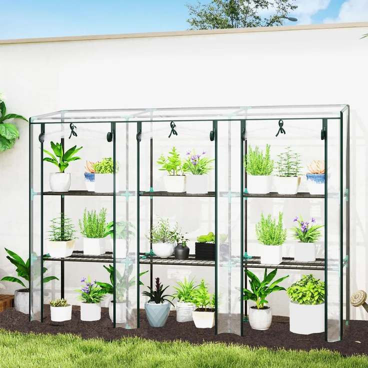 MELAYR, Gartengewächshaus mit 3 Regalböden, Balkongewächshaus, 78 x 50 x 11 cm, Transparent – Bild 3