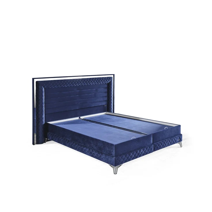 Schlafzimmer-Set "Elara" – Bett mit Bettkasten und Matratze , Nachttisch, Bettbank-Blau – Bild 4