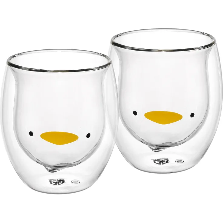 GRÄWE Doppelwandige-Thermogläser, 285ml, 2er Set, Motiv Ente