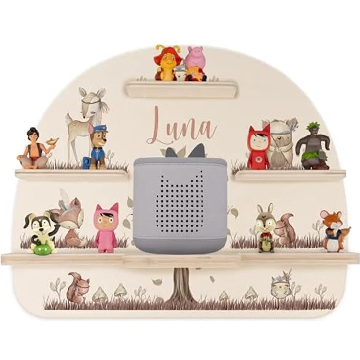 Kidsmood - Tonie Regal fürs Kinderzimmer– Liebevoll gestaltetes Wandregal mit abgerundeten Ecken & Kanten für Toniebox 2 mit Namen & Metallplättchen | Personalisierte Geschenke für Kinder – Bild 2