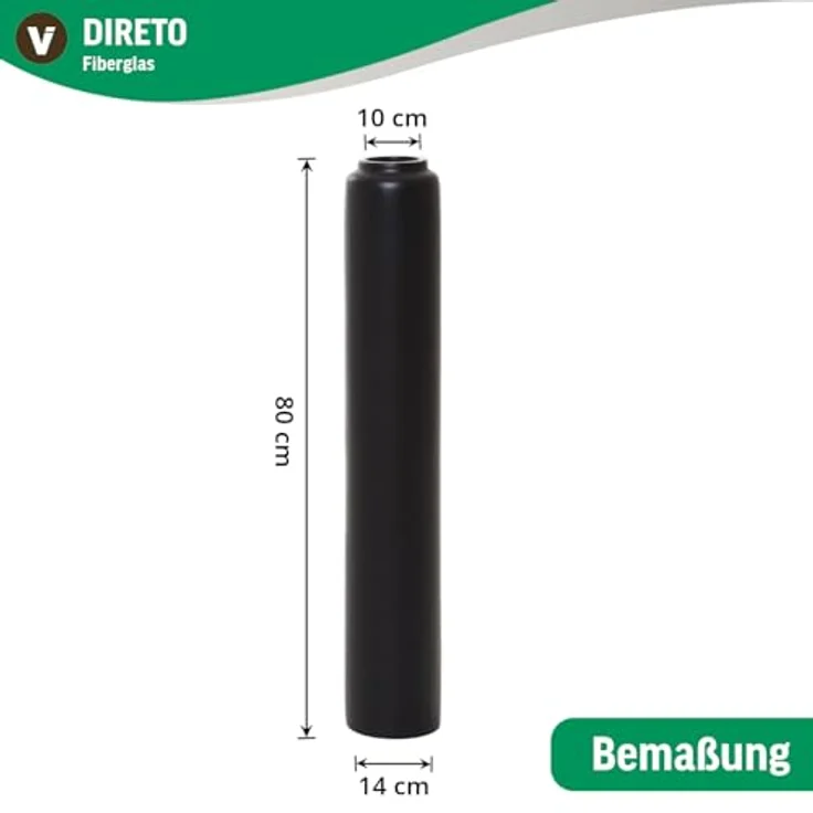 VIVANNO Bodenvase DIRETO 80, Fiberglas in Schwarz Matt, ideal für Pampasgras und Trockenblumen, standfest und leicht – Bild 5