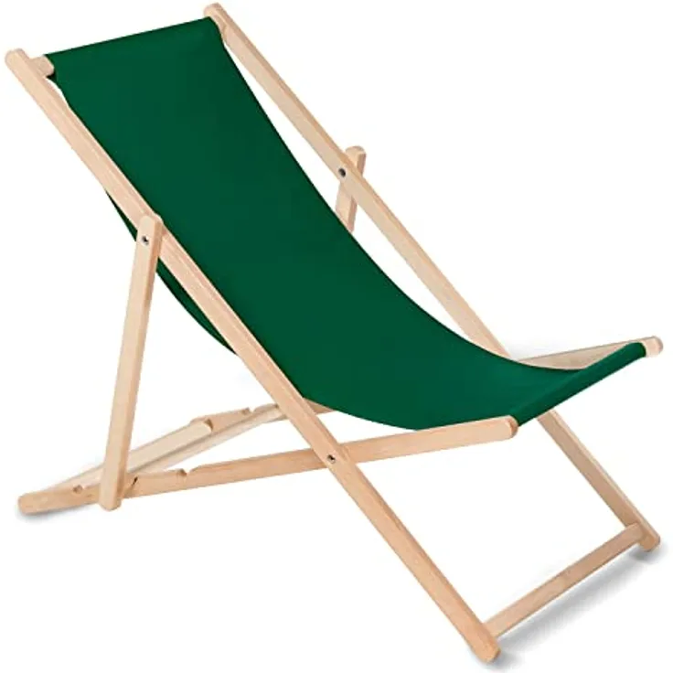 GreenBlue Liegestuhl Sonnenliege Klappbar aus Buchenholz, 3-stufige Rückenlehnenverstellung, dunkelgrün