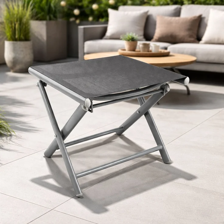 Garten Klapphocker / Fußhocker Aluminium - Textilen Anthrazit – Bild 2