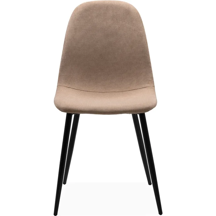 Calicosy 'ANYA' Set von 4 Stühlen aus Kordvelours mit schwarzem Metallrahmen L43 cm - Beige