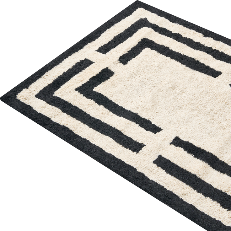 Badematte RISALU Schwarz Beige 60 x 90 cm Baumwolle – Bild 4
