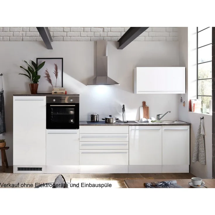 Küchen-Set >Jamesy< in Weiß matt - 320x200x60cm (BxHxT)