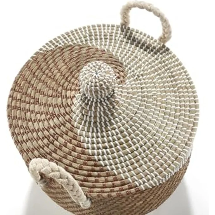 Kobolo Aufbewahrungskorb Schlangenkorb Korb NAGA Seegras inkl. Deckel (Stück, 1 St, 1 Stück), Korb mit Deckel – Bild 6