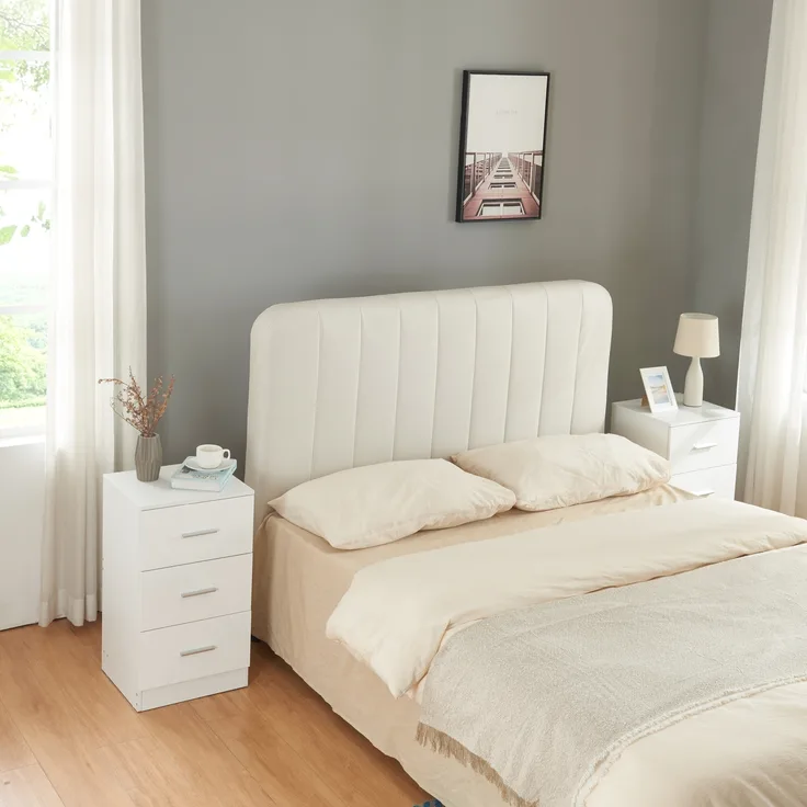 Nachttisch Aurdal 2er Set 66x37x34,5 cm Weiß, hochglänzend [en. casa]