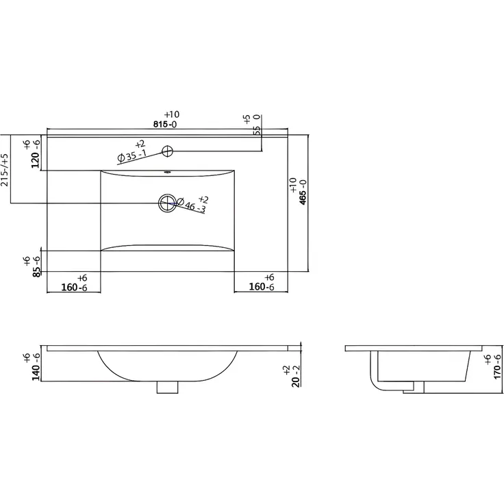 Vente-unique - FELNA Waschbeckenmöbel Holz, Platte Grau - B 45,5 cm x H 55 cm x L 79,4 cm – Bild 7