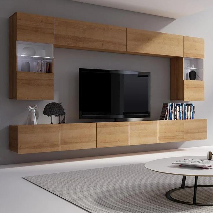 Lomadox Wohnwand CAIRNS-132, (6-St), in Eiche Nb, Modern, grifflos – Bild 5