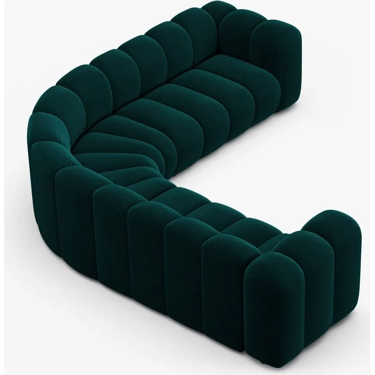 Micadoni symmetrisches Ecksofa Lupine 5-Sitzer mittelgroß Samt Venus Dunkel Petrol – Bild 7