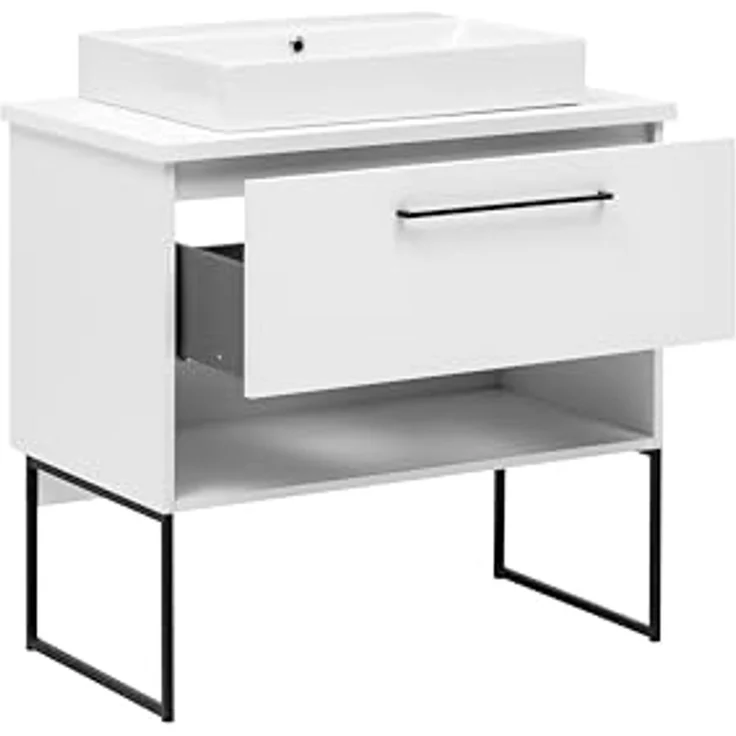 Schildmeyer Limone Waschtisch, Holzwerkstoff, weiß matt, 85,2 x 88,8 x 50 cm – Bild 4