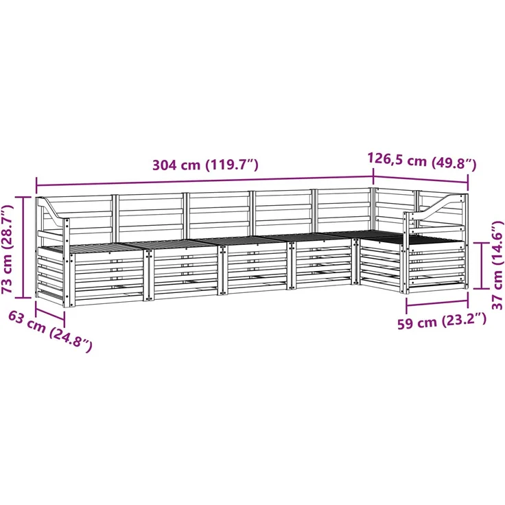 vidaXL Outdoor-Sofagarnitur 6 stk. 6-Sitzer Weiß Massivholz Akazie 3391929 – Bild 7