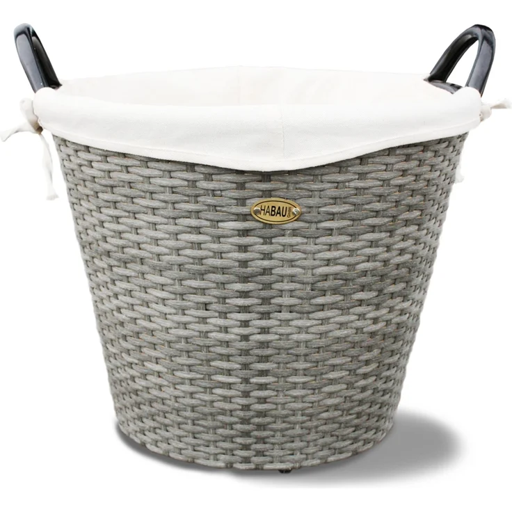 HABAU Holzkorb mit Stoffeinsatz, 42 cm, Grau, aus Polyethylen, mit Metallrahmen – Bild 2