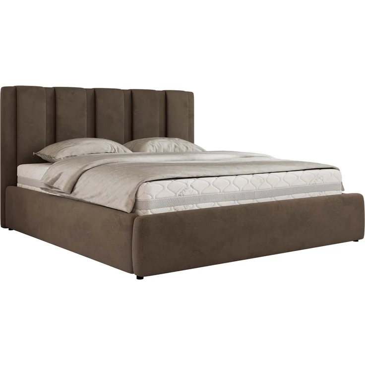 Polsterbett SAVINO CLASSIC mit Bettkasten und Lattenrost Doppelbett 180 x 200 cm mit hohem Kopfteil Stauraumbett Bett mit Gasdruckfeder - Braun Velvet - Pocket Matratze - VIRE LUX – Bild 7