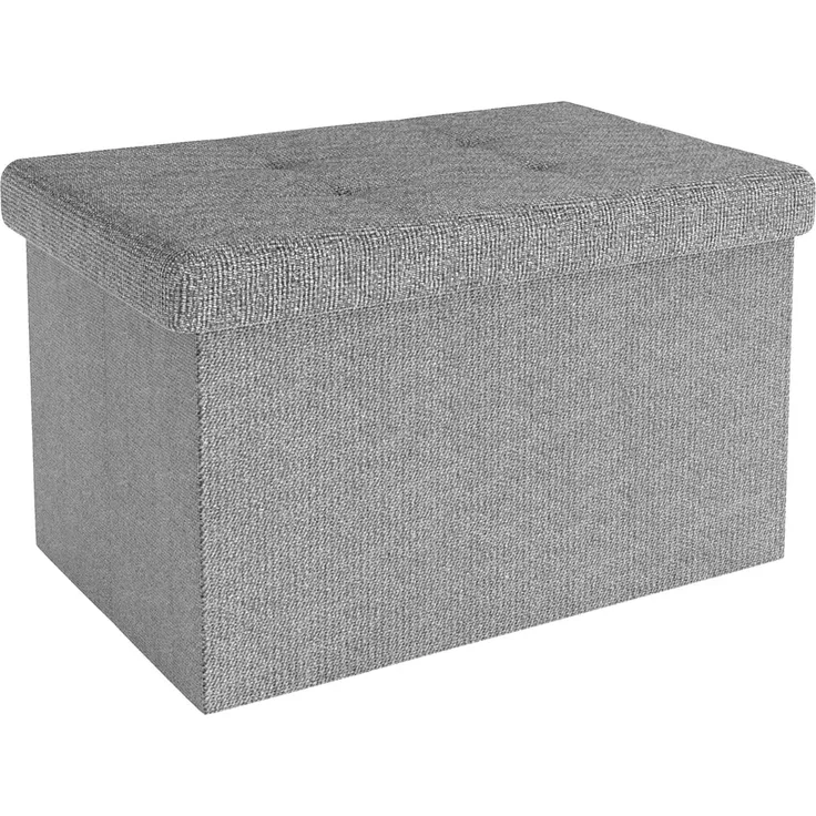 Intirilife Sitzhocker (Sitzwürfel mit Stauraum 49x30x30 cm in FELS GRAU - Fußablage, 1 St), Faltbare Sitzbank - aus Stoff mit Mulden - Aufbewahrungsbox Truhe