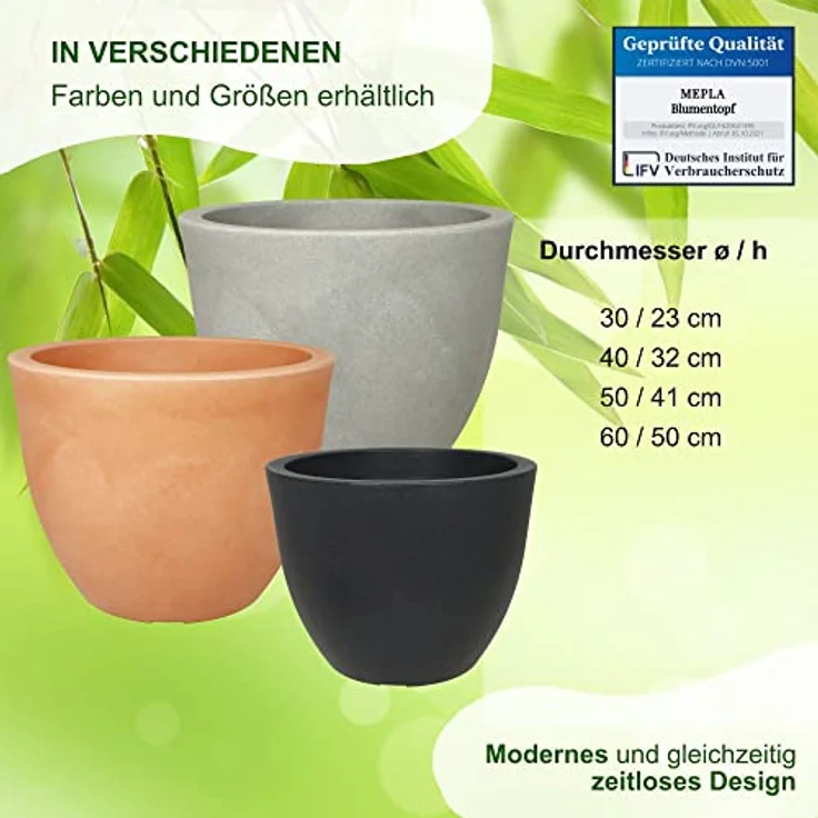 Heimwerkercenter Pflanzkübel MePla Blumentopf Siena ø30 cm, Anthrazit, frostfester Kunstoff – Bild 4