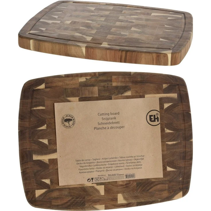 Koopman Schneidebrett Holzbrett Küchenbrett Servierbrett Akazie 46x36cm, Holz, (1-St), Saftrille, Stabil & Langlebig, Naturholz, Verformungsbeständig, Braun – Bild 3