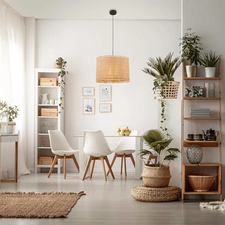 BrILONER Pendelleuchte Swing Nature, 1-flammig mit Strohschirm und E27 Fassung, Naturfarben – Bild 5