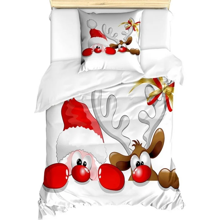Abakuhaus Bettwäsche Milbensicher Allergiker geeignet mit Kissenbezug, Microfaser, Weihnachten Lustige Sankt-Ren – Bild 1