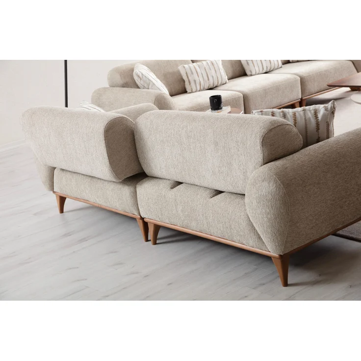 Sitzgruppe/Sofa Set - Wohnzimmergarnitur "Calathea" 3+2+1 + Hocker-Beige – Bild 8