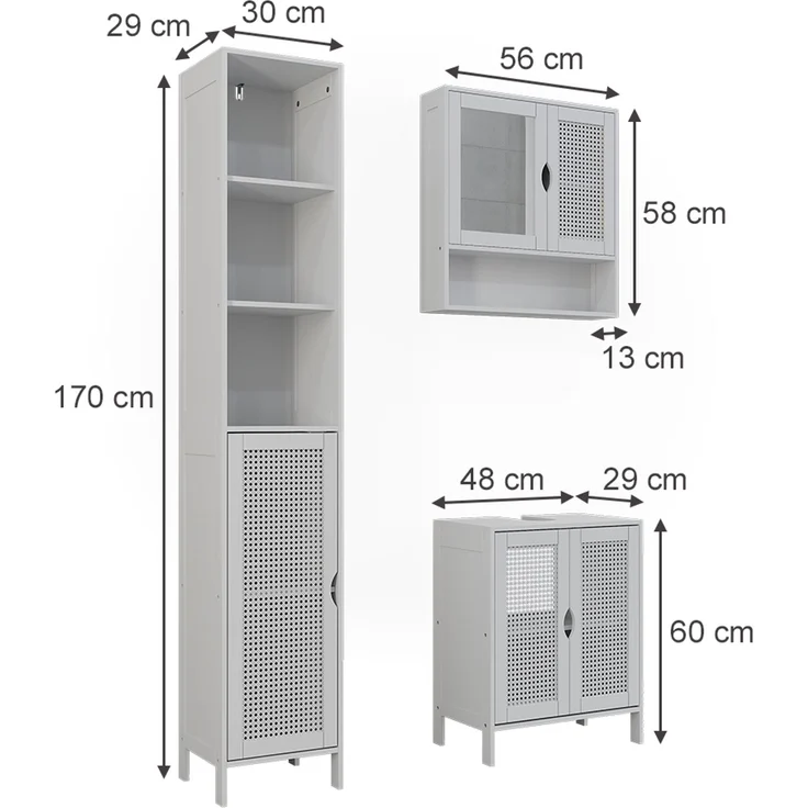 Badmöbel-Set Liora Weiß 3-teilig Vicco – Bild 2