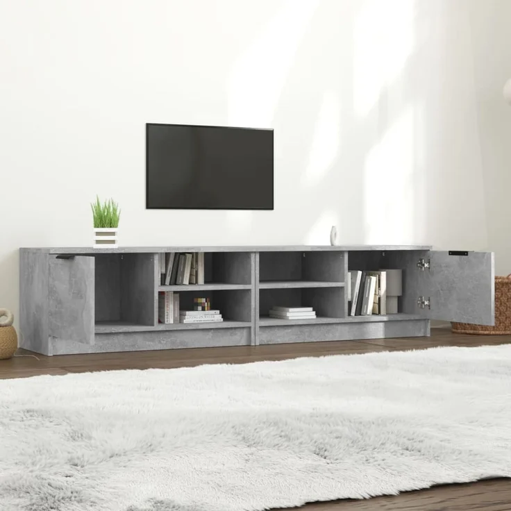 2 pcs TV-Schrank, Lowboard Betongrau 80x35x36,5 cm Holzwerkstoff – Bild 3