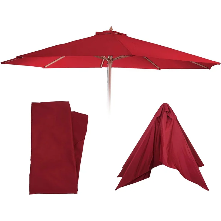 Ersatz-Bezug für Sonnenschirm Florida, Sonnenschirmbezug Ersatzbezug, Ø 3,5m Polyester 8 Streben ~ bordeaux – Bild 1
