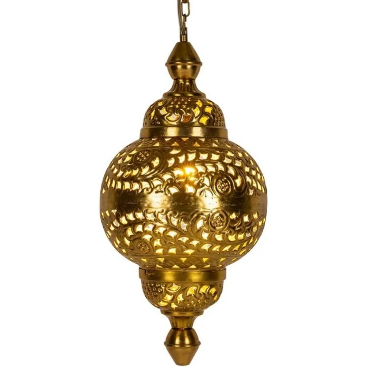 Marrakesch Orient & Mediterran Interior Pendelleuchte Fahda Gold Hängeleuchte, Orientalische Lampe handgefertigt 50cm, Handarbeit – Bild 4