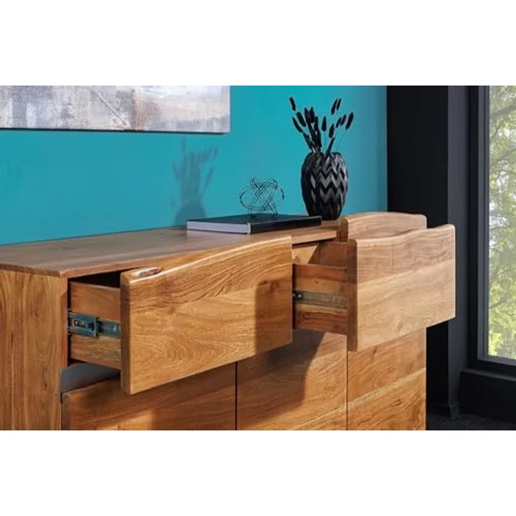 riess-ambiente Sideboard MAMMUT 135cm honigfarben (Einzelartikel, 1 St), Massivholz · Anrichte · Baumkante · Edelstahl · Kufen · Wohnzimmer – Bild 7
