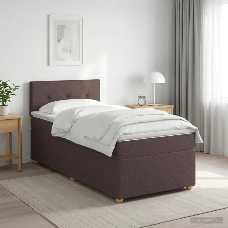 vidaXL Boxspringbett mit Matratze Dunkelbraun 90 x 190 cm Stoff 3450849 – Bild 1