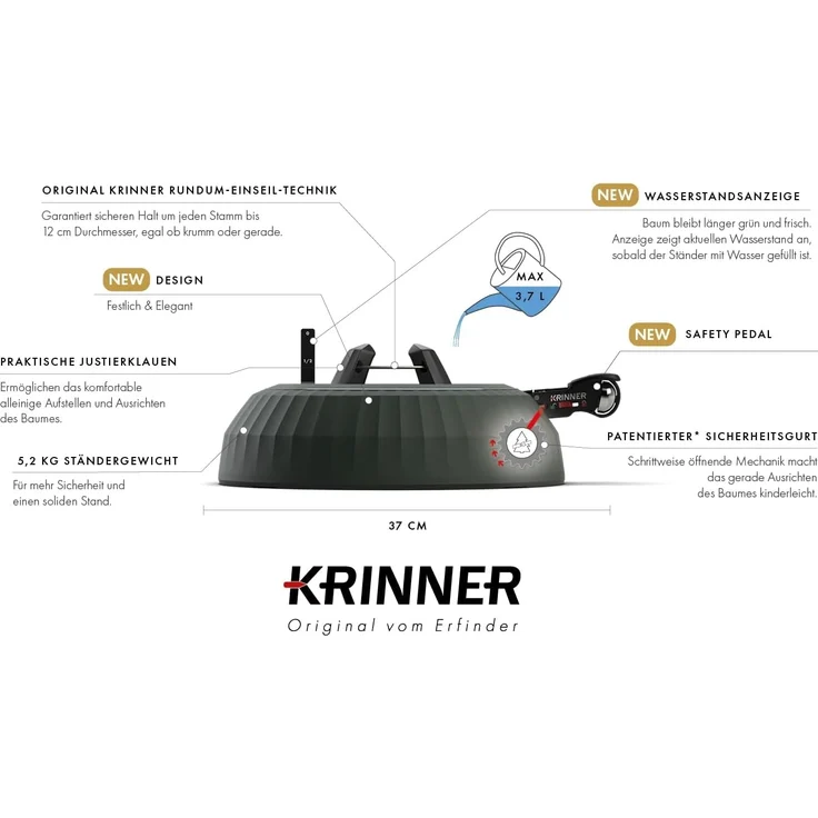 Krinner X-280 Deluxe Christbaumständer, bis 280 cm Baumhöhe, Stamm max. Ø 12 cm – Bild 5