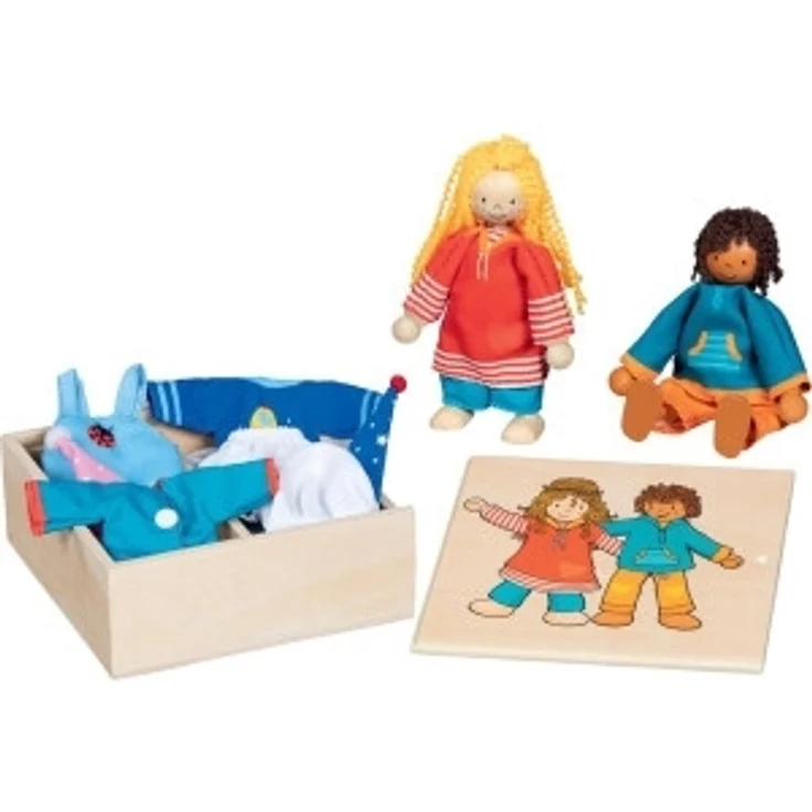 Biegepuppen Fynja & Fabio, inkl. Klamottenkiste und 6 Outfits – Bild 1