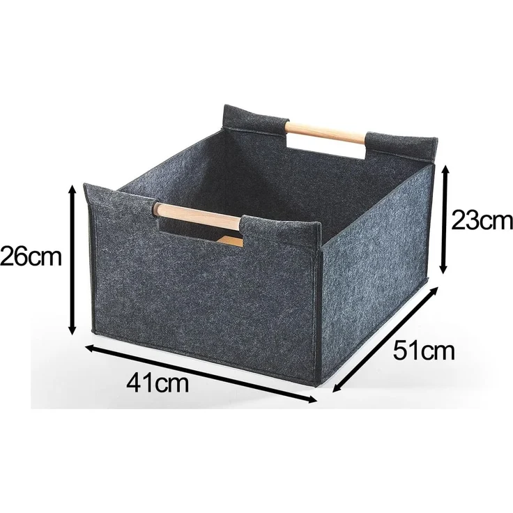 Kobolo Kaminholzkorb Holztrage Holzkorb Feuerholzkorb aus Filz, mit Holzgriffen – Bild 4