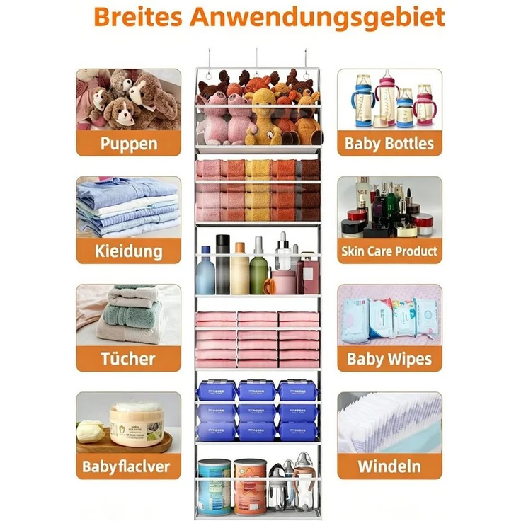 FOUORTUNATE-BEE Hängeregal Türhänger Organizer mit 6 Fächern für Spielzeug und Badzubehör, Tür Organizer mit 6 Ebenen für Plüschtiere, Spielzeug und Badartikel – Bild 3